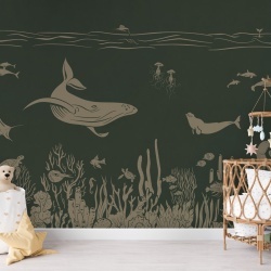 Fototapet Monochrome Sea - Green Vintage, Kikki Belle