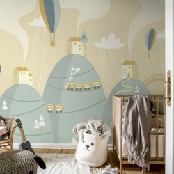 Fototapet, Mountain Village, Pastel, Rebel Walls - Img 6