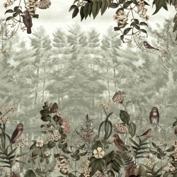 Fototapet, Owl Forest, Green, Rebel Walls - Img 2