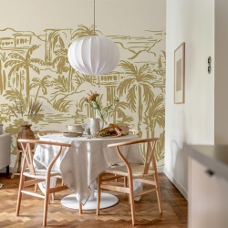 Fototapet, Palm Oasis, Yellow, Rebel Walls