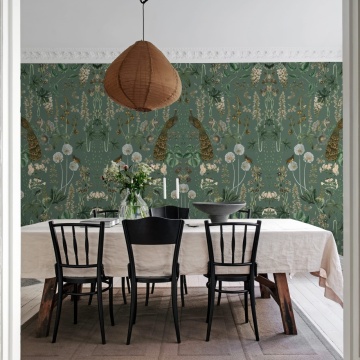 Fototapet, Peacock Garden, Green, Rebel Walls - Img 3