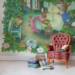 Fototapet, Rabbit Family, Verde, Rebel Walls