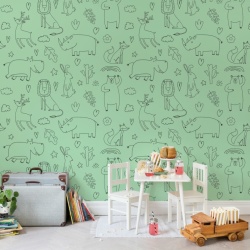 Fototapet, Sketches, Green, Rebel Walls