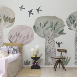 Fototapet, Watercolor Garden, Pastel, Rebel Walls