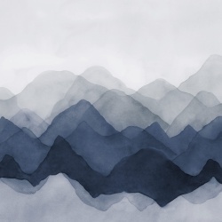 Fototapet, Watercolor Mountain, Blue, Rebel Walls - Img 2