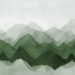 Fototapet, Watercolor Mountain, Green, Rebel Walls - Img 2