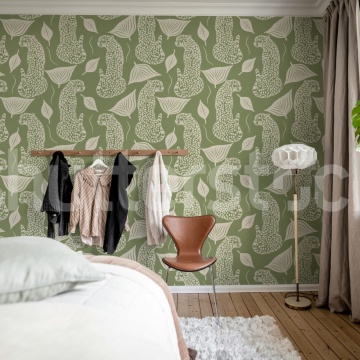 Fototapet, Whimsy Leopard, Green, Rebel Walls - Img 3
