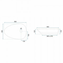 Lavoar asimetric pe blat Rea Greta 56 cm - Img 7