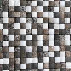 Panou decorativ 3D, Coconut, Honai Mosaic White&Grey, 6 placi 42x42cm, 1.05 mp