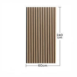 Panou riflaj acustic decorativ, MDF si pasla, AC13, 240x60x2.1cm, Stejar - Img 10