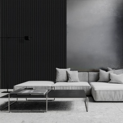 Panou riflaj decorativ 3D Roca, Onyx Black, 25x2x270 cm - Img 2