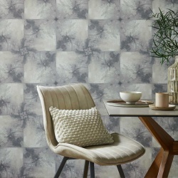 Tapet, Crystalline, Quartz Grey Luxury Tile, 1838 Wallcoverings, 5.3mp / rola