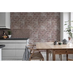 Tapet Decorated Bricks, Red, Rebel Walls - Img 1