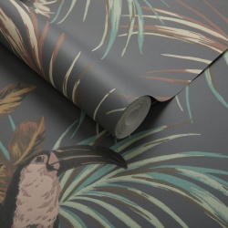 Tapet, Le Toucan, Charcoal Black Luxury Bird, 1838 Wallcoverings, 5.3mp / rola - Img 2