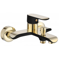 Baterie cada - dus Rea Bloom monocomanda negru - auriu cu set de dus - Img 3