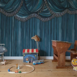 Fototapet, Behind the Curtains, Blue, Rebel Walls
