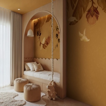 Fototapet, Birds in the Trees, Orange, Rebel Walls - Img 3