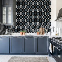 Fototapet, Bold Hexagon, Blue, Rebel Walls
