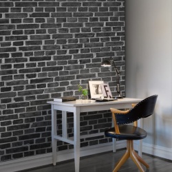 Fototapet, Brick Wall, Black, Rebel Walls