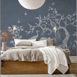 Fototapet, Chinoiserie Lace, Navy Blue, Rebel Walls