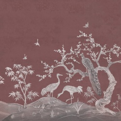 Fototapet, Chinoiserie Lace, Raspberry Red, Rebel Walls - Img 2