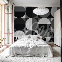 Fototapet, Circle Grid, Black & White, Rebel Walls