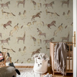 Fototapet, Circus Horses, Beige, Rebel Walls