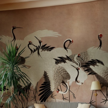 Fototapet, Dancing Cranes, Dusty Pink, Rebel Walls - Img 3
