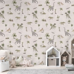 Fototapet Dashing Dinos - White, Kikki Belle - Img 3
