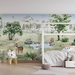 Fototapet Deer Forest - Summer, Kikki Belle