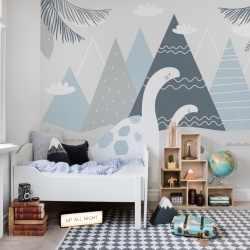 Fototapet, Dinosaur Mountain, Baby Blue, Rebel Walls - Img 4