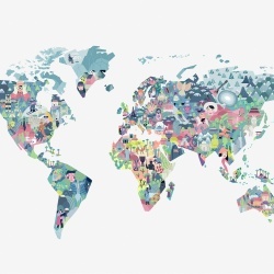 Fototapet Diversity Map, Snow, Coordonne