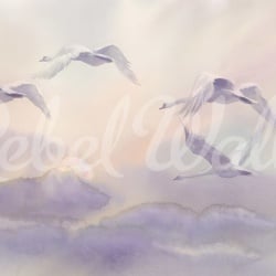 Fototapet, Flying Swans, Pastel, Rebel Walls - Img 2