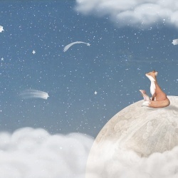 Fototapet Fox on the Moon - Blue, Oliver Robins - Img 2