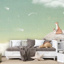 Fototapet Fox on the Moon - Green, Oliver Robins