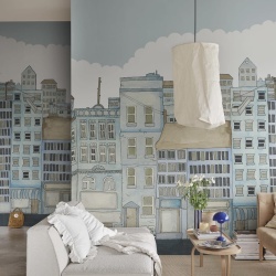 Fototapet, Funny Houses, Light Blue, Rebel Walls