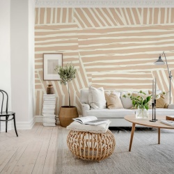 Fototapet, Geometric Lines, Beige, Rebel Walls