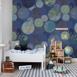 Fototapet, Globes Gathering, Blue, Rebel Walls