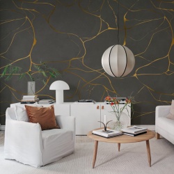 Fototapet, Gold Swirl, Dark Gray, Rebel Walls