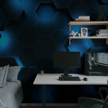 Fototapet, Hexagon, Blue, Rebel Walls - Img 3