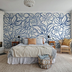Fototapet, Ink Flowers, Blue, Rebel Walls