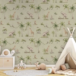 Fototapet Joyful Jungle - Green, Kikki Belle