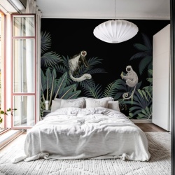 Fototapet, Jungle Monkeys, Black, Rebel Walls - Img 3