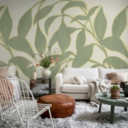 Fototapet, Leaf Silhouette, Green, Rebel Walls