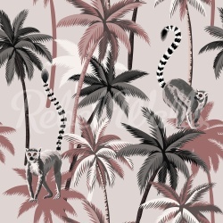 Fototapet, Lemur Palms, Burgundy, Rebel Walls - Img 2