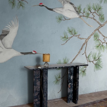 Fototapet, Majestic Cranes, Blue, Rebel Walls - Img 3