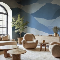 Fototapet, Misty Peaks, Blue, Rebel Walls