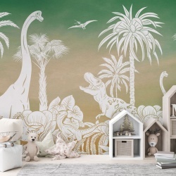 Fototapet Monochrome Dino - Green Sky, Kikki Belle - Img 3