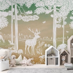 Fototapet Monochrome Forest - Green Sky, Kikki Belle - Img 3