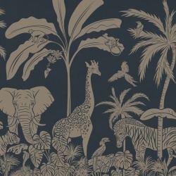 Fototapet Monochrome Jungle - Blue Vintage, Kikki Belle - Img 2